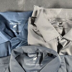 Horn Legend Polo Shirts Men's 2XL Blue Gray Golf Bamboo Charcoal LOT OF 3